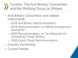 • Anti-Bribery Convention and related
instruments:
– 2009 Anti-Bribery Recommendation
– 2016 Recommendation on Official De...