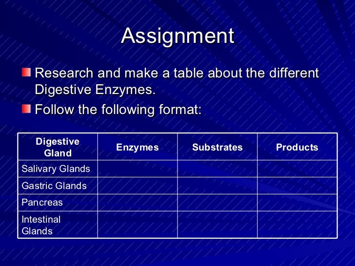 Human Digestive Enzymes Chart