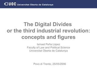 The Digital Divides  or the third industrial revolution: concepts and figures Ismael Peña López Faculty of Law and Political Science Universitat Oberta de Catalunya Povo di Trento,   25 / 05 / 2006 