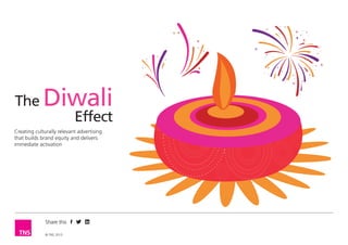 Share this
Creating culturally relevant advertising
that builds brand equity and delivers
immediate activation
The Diwali
			 Effect
© TNS 2015
 