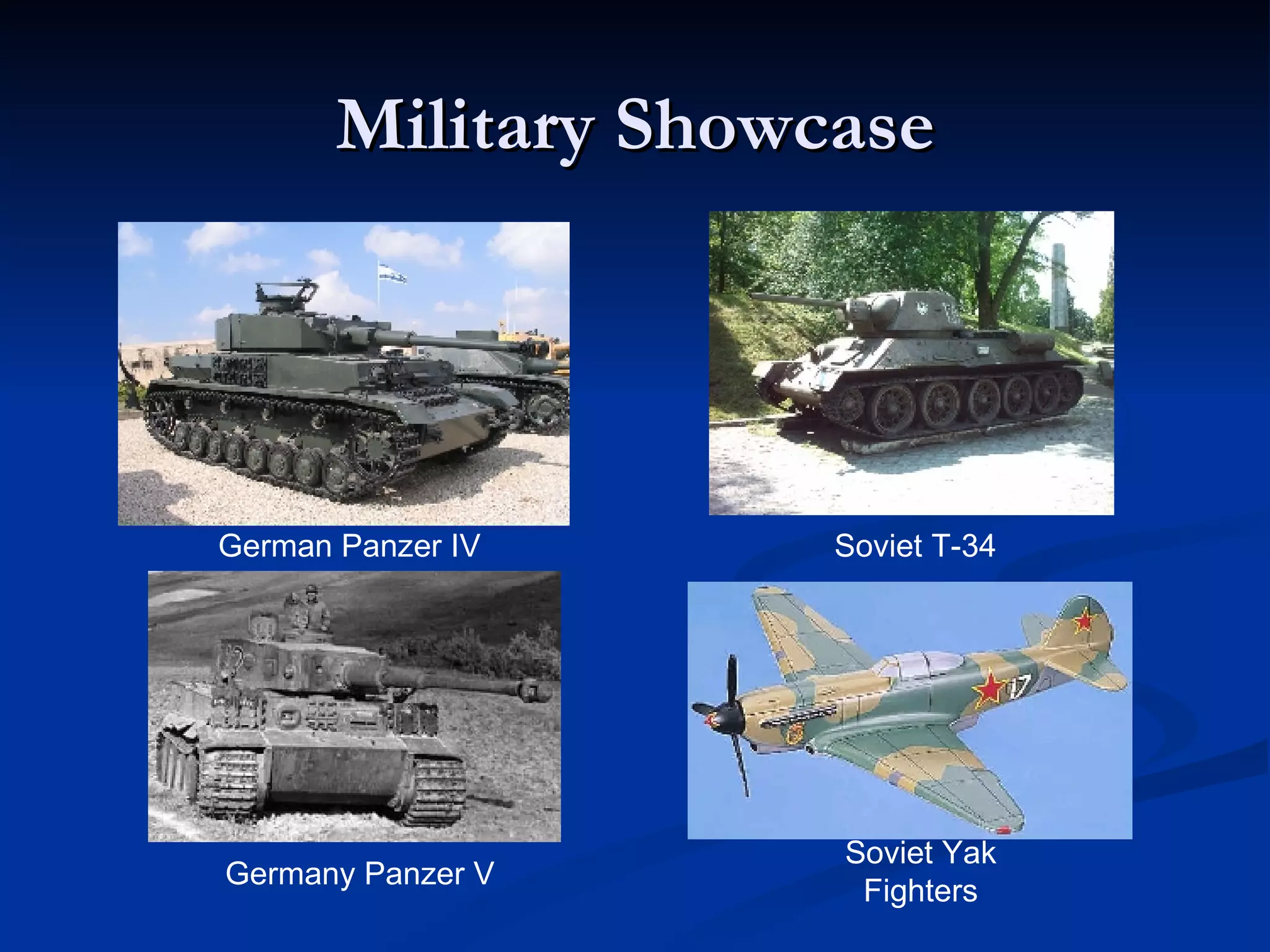 Military Showcase German Panzer IV Soviet T-34 Germany Panzer V Soviet Yak Fighters 
