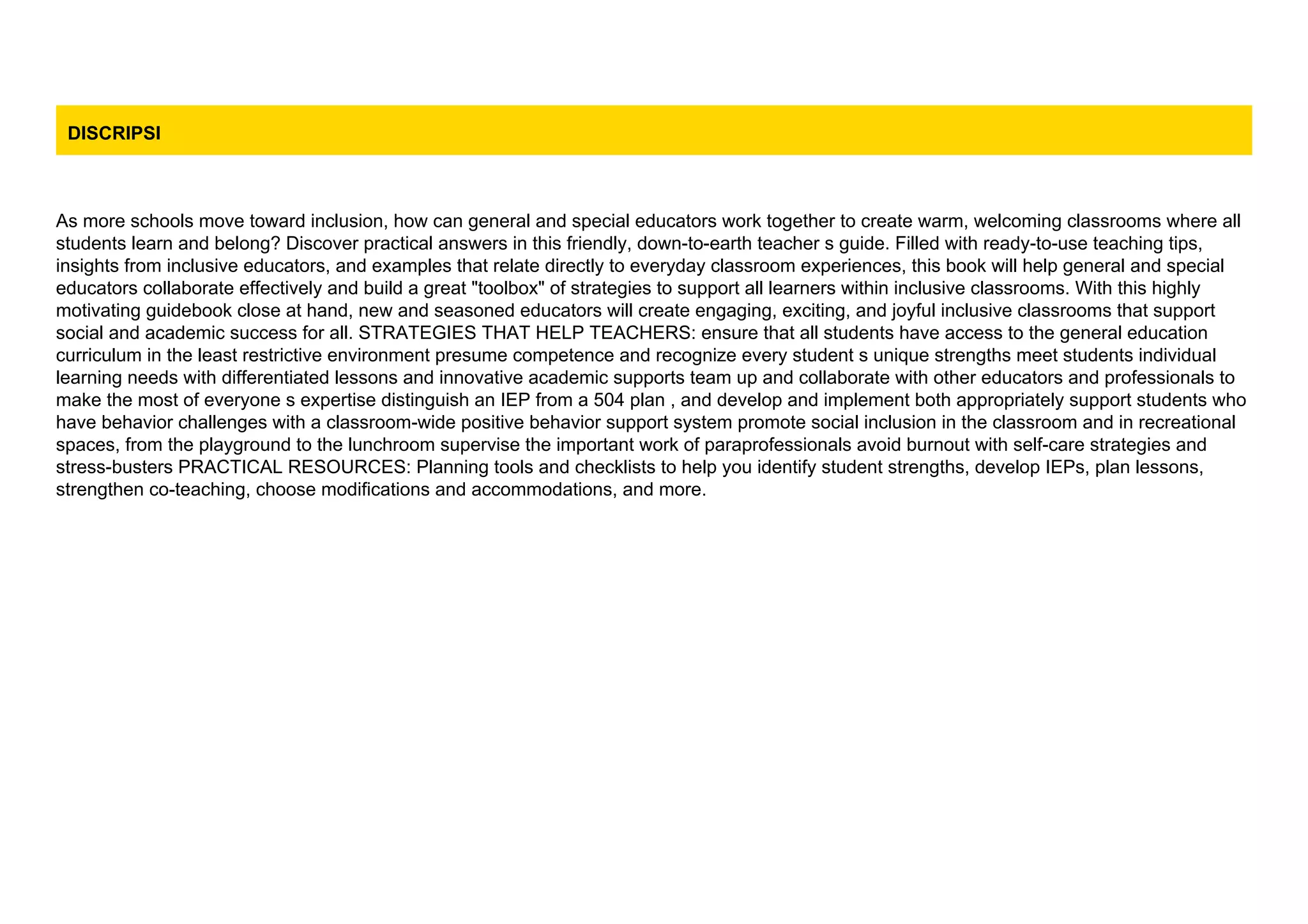 [Doc] The Educator s Handbook for Inclusive School Practices | PDF