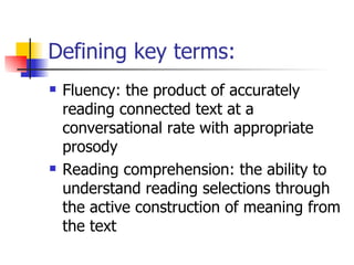 The Effects of Fluency on Reading Comprehension | PPT
