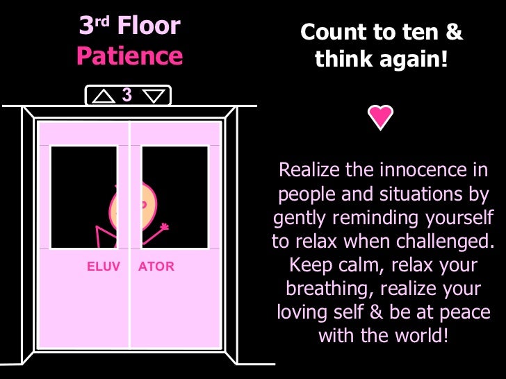 3 rd  Floor Patience Count to ten & think again! Realize the innocence in people and situations by gently reminding yourse...