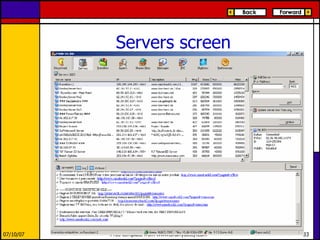 Servers screen 