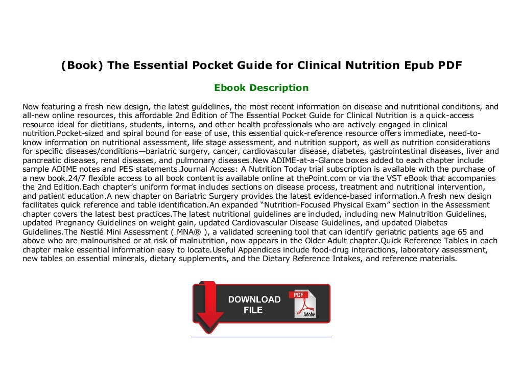 Book The Essential Pocket Guide For Clinical Nutrition Epub PDF book-the-essential-pocket-guide-for-clinical-nutrition-epub-pdf