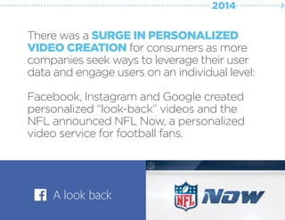 There was a SURGE IN PERSONALIZED
VIDEO CREATION for consumers as more
companies seek ways to leverage their user
data and...