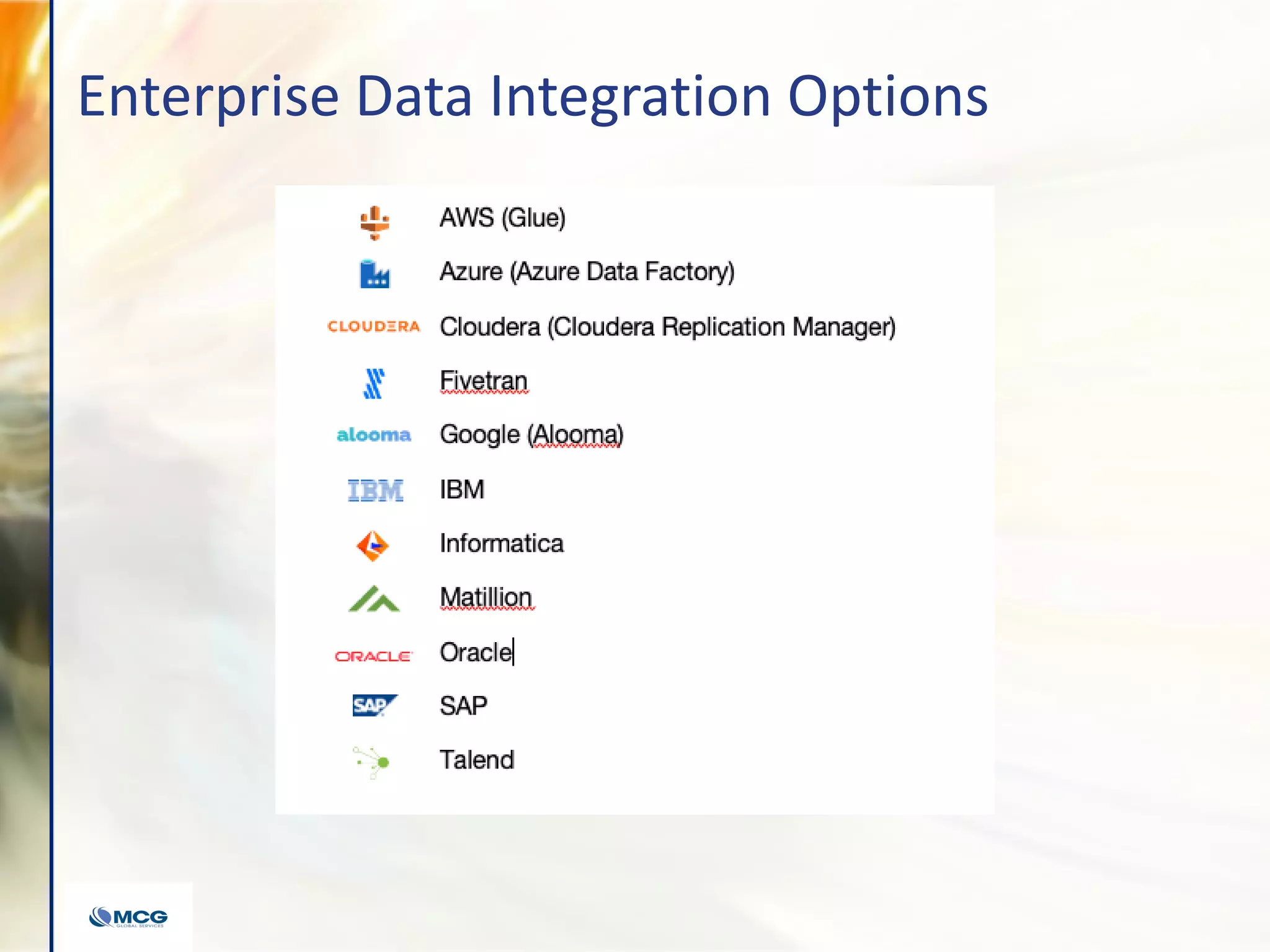 Enterprise Data Integration Options
 