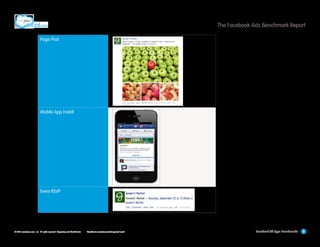 The Facebook Ads Benchmark Report
Page Post

Mobile App Install

Event RSVP

© 2013 salesforce.com, inc. All rights reserved. Proprietary and Confidential    http://www.salesforcemarketingcloud.com/

Facebook Ad Type Benchmarks

8

 