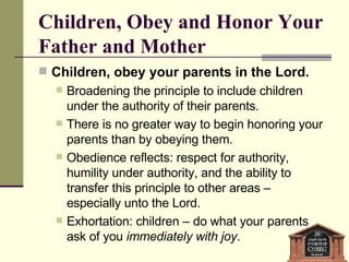Parents Commanding The First Commandment With Promise | PPS