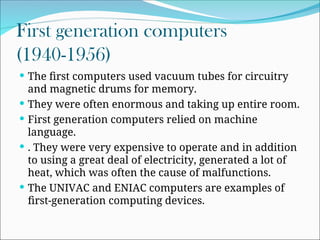Evolution of Computers: From First to Fifth Generation Technologies | PPT