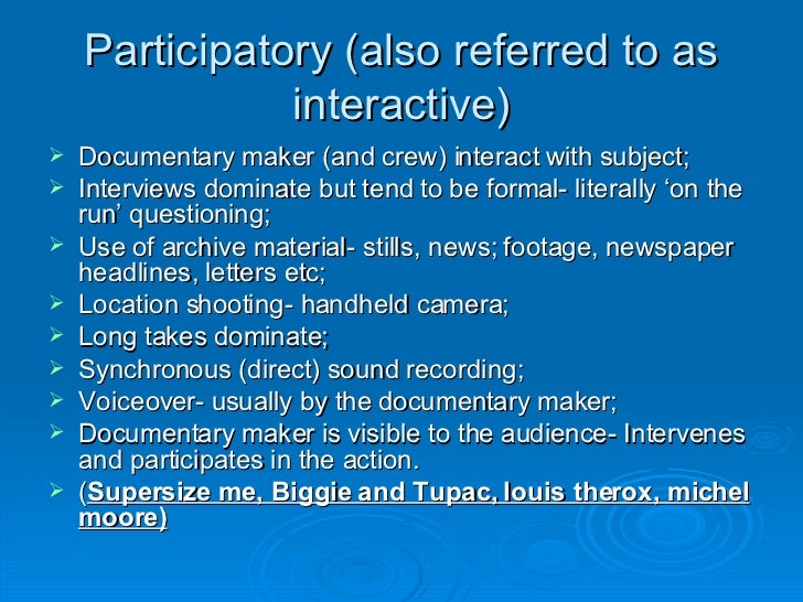The Five Modes Of Documentary Typical Conventions