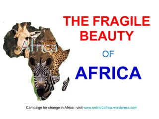 THE FRAGILE BEAUTY OF AFRICA Campaign for change in Africa : visit  www.online2africa.wordpress.com   