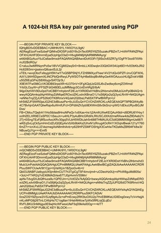 24	
-----BEGIN PGP PRIVATE KEY BLOCK-----
lQHgBD5vDDEBBAC+UMHKr9YL1W0OYzL9gK/
AERegEtzoFiveSzbeFQtNhxDIOSPJc60Y8v2nTecI0R5Y6Z55uzakcPBZmTJ+kWrFR4NZPApi
OFXhUrkHF0DmrmEpa5UpHjpO3sD+Hlvg84N6jHjAIRMlNMAyrg/
e4i6ABGzAuxYbJCs6ax9mxdrFAQARAQABAwvtDcK53Fr7j9Ss3v83ZR7g1DgFfY3oo97XWb
mJ02BdRGy/
C+aIuu3wMRNqmPo5w1I8VVCjjM02eqSr0+8mbLLX0Dwqbn33QitGW34Upt6EI+fv0ObKbJRi2
Hc628l3mi+jjsskxvQ8oavtSJL2j/
xTEtL+wvqObcFxllsyjpH5N1wY7xQ5BPSNjYLFZr99MXycFhee14V2YdQv0iPZFrJnvCQFWXL
AiX1L9AH5DgwmXLtNCPbIQnRwyLPyWSOT4yH8e6ibqIBvMhpGe4WOAzuccHL6jjZrokVrBB
u50Z6EqGFkzS8X6iygvSATOjr3L/
X9EW7Fw098CcVK3lDB93rpeXR+tU370nV+0FgXQqUzQ3SJ6vZwdlwy6cmjZOWmd/
YrbGLOyyW+zFFSZFdiG480ELozMfMsqp3OJvElvhRgS/tbA/
94jpOtzhWV9Du0pd7otCBBYmhpbmF2IEJoYXR0IDxhYkBhc2lhbmxhd3Mub3JnPp0B4AQ+b
wwyAQQAmkqdApHtWspZdNfqeEROxctZKLxdvtXBnaO1J1sS6jKjx2qGj3yxLRnW+N4QUAgm
+eNNsTrqZZjJUP526dOTK8RmxV4QJeh2Q0bsLPs6SXTlPwfBWPpt+U/
kfrSt8ZJF5lWR0jaiJG2hE3dBiuszPa+6cJUDuQnYCVCHZARCKLcAEQEAAQPT8PBQW4y8b
4C7BvhjnGAATQliwRajv6uWmfUFcI+DPdtAZh3yb9EKWmS8vSkSnz+pWG1dEkuURyvBGJM
Dxs/
FB+CMouTQejhA11Ho5tblas8HnoNPeQv1x9Xas+lrs1j2AmfrLWwKEQAuH9di+d9DRU6YHxy1
ocIHZELXR9ECsSP0C1iSeuJn+u4HLP3y4uBHcGRdihLRIUSCJ0tXd2meRAxw4dsZllDAeb21i
2Tj+l0SngTEzFj8fSuvAxoXRv30gq5VLbH5WDbJah5n688THMAUIUC5dlG8MMXMgmUe887l
wKEqSvLqCk5ymHmCdZiJQQEpAxVbXb9bkKs2UhxN1zRnug4OcR411XOqlvlBwsk121yY760
6mZ7r+icnXvLLEVezmegXsN8mlhAnb+p629HPZSMFOSHgX3CwhIwTKDaMxZBft94Fk8w3l/
NBuwQJYg===Emf5
-----END PGP PRIVATE KEY BLOCK-----
A 1024-bit RSA key pair generated using PGP
-----BEGIN PGP PUBLIC KEY BLOCK-----
mQCNBD5vDDEBBAC+UMHKr9YL1W0OYzL9gK/
AERegEtzoFiveSzbeFQtNhxDIOSPJc60Y8v2nTecI0R5Y6Z55uzakcPBZmTJ+kWrFR4NZPApi
OFXhUrkHF0DmrmEpa5UpHjpO3sD+Hlvg84N6jHjAIRMlNMAyrg/
e4i6ABGzAuxYbJCs6ax9mxdrFAQARAQABtCBBYmhpbmF2IEJoYXR0IDxhYkBhc2lhbmxhd3
Mub3JnPokAtAQQAQIAHgUCPm8MMQUJAeKFAAgLAwkIBwIBCgIZAQUbAwAAAAAKCRDR
PtuuStKFCIJwA/9t1Cjpi+hjVaWjJx1BZpoGv4b+t/
Qb03J9ABFUatbypUX5jmMmCUT7h3TgiCgT5F4imvijm4+uCDeoHz0Uj+nPfvW8guMd805s/
+3oU+FT4R2qYvEX6MAQVex67TJ0pHvmiV55Mn/
apNvTdvgSXJbQfHuza9u1QPEUm+LlVdOZx7kAjQQ+bwwyAQQAmkqdApHtWspZdNfqeERO
xctZKLxdvtXBnaO1J1sS6jKjx2qGj3yxLRnW+N4QUAgm+eNNsTrqZZjJUP526dOTK8RmxV4Q
Jeh2Q0bsLPs6SXTlPwfBWPpt+U/
kfrSt8ZJF5lWR0jaiJG2hE3dBiuszPa+6cJUDuQnYCVCHZARCKLcAEQEAAYkAqAQYAQIAEg
UCPm8MMgUJAeKFAAUbDAAAAAAKCRDRPtuuStKFCADiA/
0csZOSY9Ztyvw2iVSJqf9g4u3z+ePmEcwy2RK5tuOXU2p7HvEBMKeLlG9Dxg0xwy7cVvHejjA
n4LxMPG9j26TinLCAfqHs7C1og8an1tHstrM4Icw7pWx5fIRLiqQLqEc/
RVFLBKU3nMAjgu0E9wjHicWFwsxUfeF5qD9kAsI0Og===klTT
-----END PGP PUBLIC KEY BLOCK-----
 
