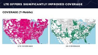LTE OFFERS SIGNIFICANTLY IMPROVED COVERAGE
COVERAGE (T-Mobile)
LTE COVERAGE 2G COVERAGE
 