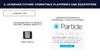 2. LEVERAGE FUTURE COMPATIBLE PLATFORMS AND ECOSYSTEMS
LEVERAGE ESIM TO ENABLE
FUTURE CARRIER MOBILITY
ESIM (MFF2)
LEVERAGE INTEGRATED
HARDWARE + DATA PLATFORMS
CARRIER TIPS
 