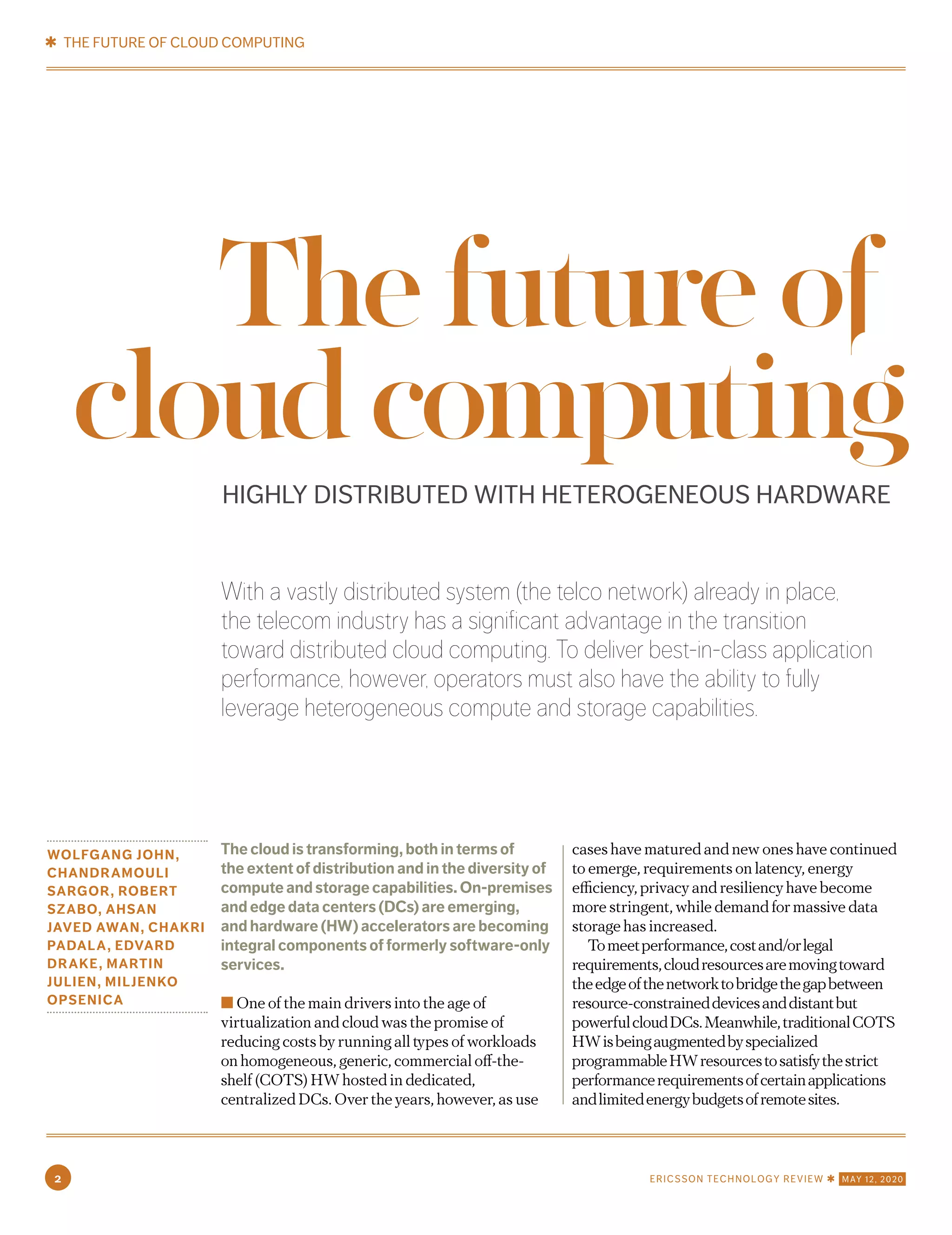 Ericsson Technology Review: The future of cloud computing: Highly ...