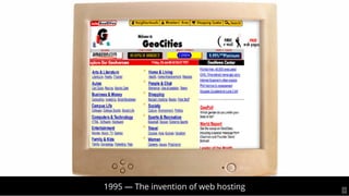 1995 — The invention of web hosting 9
 