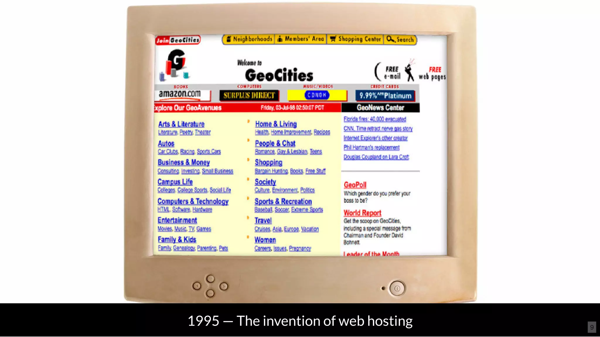 1995 — The invention of web hosting 9
 