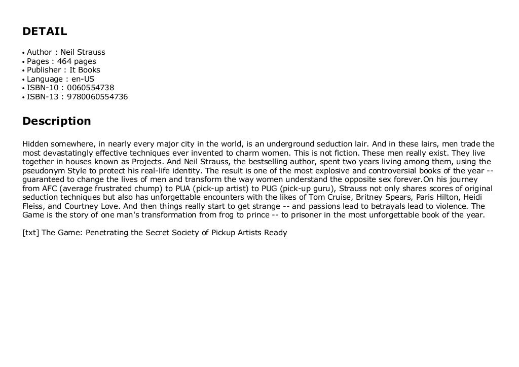 the game penetrating the secret society of pickup artists the game penetrating the secret society of pickup artists