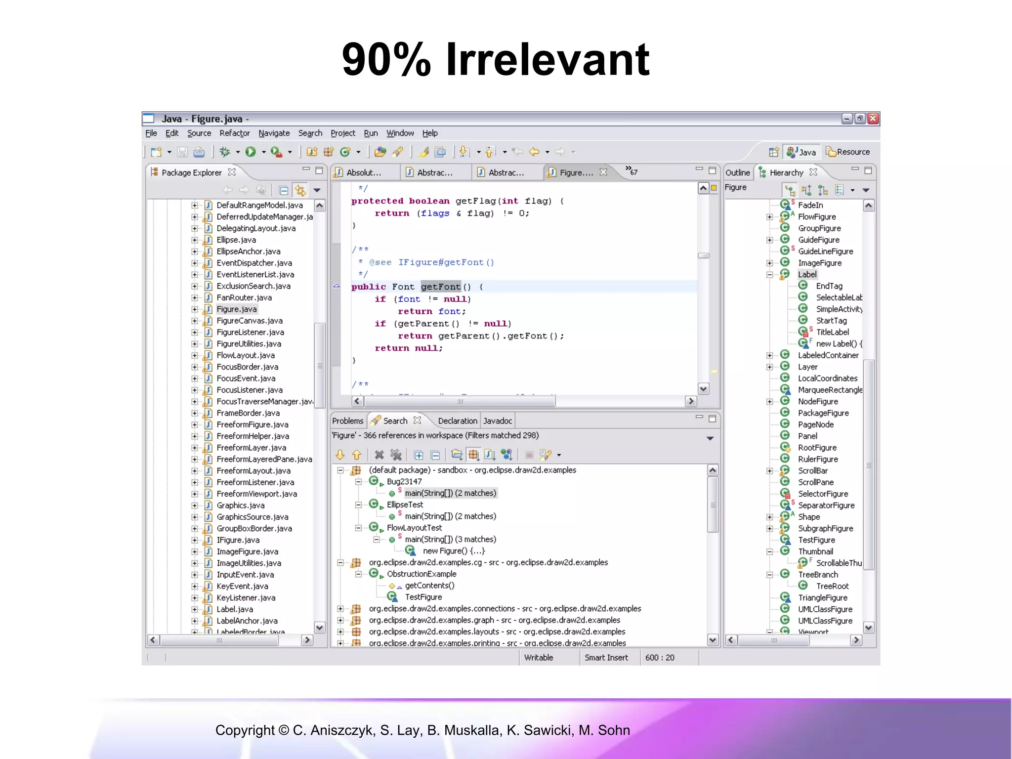 90% Irrelevant




Copyright © C. Aniszczyk, S. Lay, B. Muskalla, K. Sawicki, M. Sohn
 