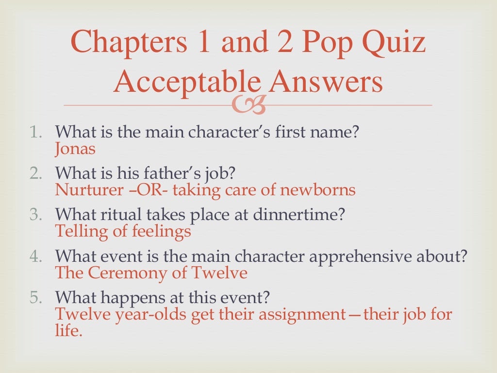 The Giver Chapter 5 Questions