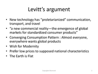 the globalization of markets levitt