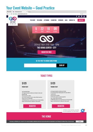 The Good Event Registration Guide 32
Your Event Website – Good Practice
 