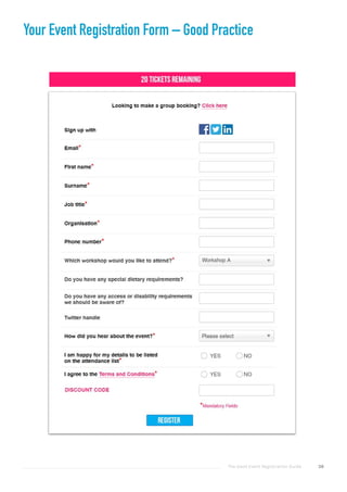 The Good Event Registration Guide 38
Your Event Registration Form – Good Practice
 