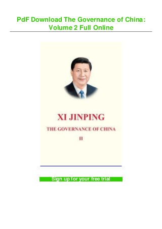 PdF Download The Governance of China:
Volume 2 Full Online
Sign up for your free trial
 