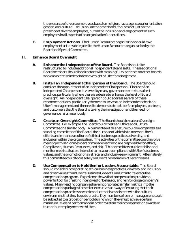 The Holder Report on Uber