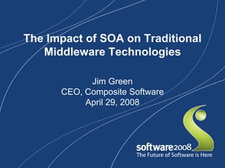 The Impact of SOA on Traditional
   Middleware Technologies

            Jim Green
      CEO, Composite Software
           April 29, 2008
 