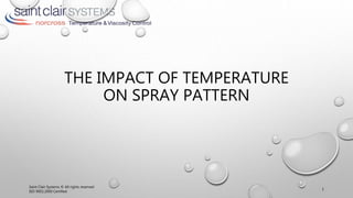 THE IMPACT OF TEMPERATURE
ON SPRAY PATTERN
Saint Clair Systems © All rights reserved
ISO 9001:2000 Certified
1
 