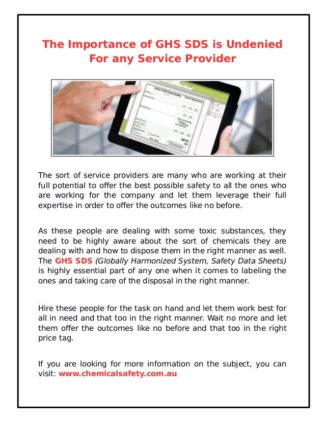 The Importance of GHS SDS is Undenied for any Service Provider