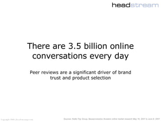 There are 3.5 billion online conversations every day Peer reviews are a significant driver of brand trust and product sele...