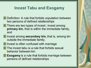 The Incest Tabu As A Universal Trait PPT