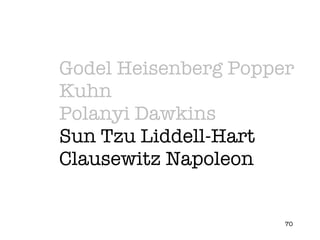 Godel Heisenberg Popper Kuhn  Polanyi Dawkins Sun Tzu Liddell-Hart Clausewitz Napoleon 