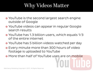 Click to edit Master title styleWhy Videos Matter
¢  YouTube is the second largest search engine
outside of Google
¢  YouT...