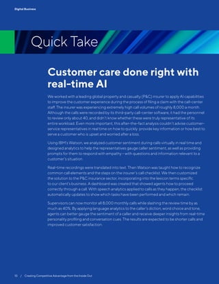 10  /  Creating Competitive Advantage from the Inside Out
Digital Business
Quick Take
Customer care done right with
real-t...