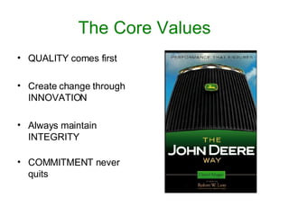 The Core Values QUALITY comes first Create change through INNOVATION Always maintain INTEGRITY COMMITMENT never quits 