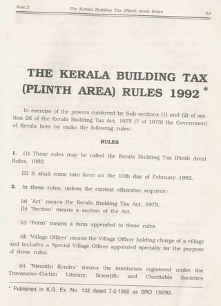 kERALA BUILDING TAX PLINTH AREA RULES 1975  jAMES JOSEPH ADHIKARTHIL