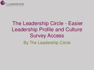 The Leadership Circle - Easier
Leadership Profile and Culture
       Survey Access
     By The Leadership Circle
 