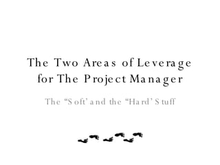 The Two Areas of Leverage for The Project Manager The “Soft’ and the “Hard’ Stuff 