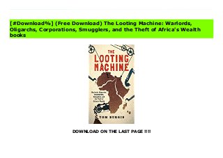 DOWNLOAD ON THE LAST PAGE !!!!
[#Download%] (Free Download) The Looting Machine: Warlords, Oligarchs, Corporations, Smugglers, and the Theft of Africa's Wealth File The trade in oil, gas, gems, metals and rare earth minerals wreaks havoc in Africa. During the years when Brazil, India, China and the other emerging markets have transformed their economies, Africa's resource states remained tethered to the bottom of the industrial supply chain. While Africa accounts for about 30 per cent of the world's reserves of hydrocarbons and minerals and 14 per cent of the world's population, its share of global manufacturing stood in 2011 exactly where it stood in 2000: at 1 percent. In his first book, The Looting Machine, Tom Burgis exposes the truth about the African development miracle: for the resource states, it's a mirage. The oil, copper, diamonds, gold and coltan deposits attract a global network of traders, bankers, corporate extractors and investors who combine with venal political cabals to loot the states' value. And the vagaries of resource-dependent economies could pitch Africa's new middle class back into destitution just as quickly as they climbed out of it. The ground beneath their feet is as precarious as a Congolese mine shaft their prosperity could spill away like crude from a busted pipeline. This catastrophic social disintegration is not merely a continuation of Africa's past as a colonial victim. The looting now is accelerating as never before. As global demand for Africa's resources rises, a handful of Africans are becoming legitimately rich but the vast majority, like the continent as a whole, is being fleeced. Outsiders tend to think of Africa as a great drain of philanthropy. But look more closely at the resource industry and the relationship between Africa and the rest of the world looks rather different. In 2010, fuel and mineral exports from Africa were worth 333 billion, more than seven times the value of the aid that went in the opposite direction. But who received the money? For every Frenchwoman who dies in childbirth,
100 die in Niger alone, the former French colony whose uranium fuels France's nuclear reactors. In petro-states like Angola three-quarters of government revenue comes from oil. The government is not funded by the people, and as result it is not beholden to them. A score of African countries whose economies depend on resources are rentier states their people are largely serfs. The resource curse is not merely some unfortunate economic phenomenon, the product of an intangible force. What is happening in Africa's resource states is systematic looting. Like its victims, its beneficiaries have names.
[#Download%] (Free Download) The Looting Machine: Warlords,
Oligarchs, Corporations, Smugglers, and the Theft of Africa's Wealth
books
 