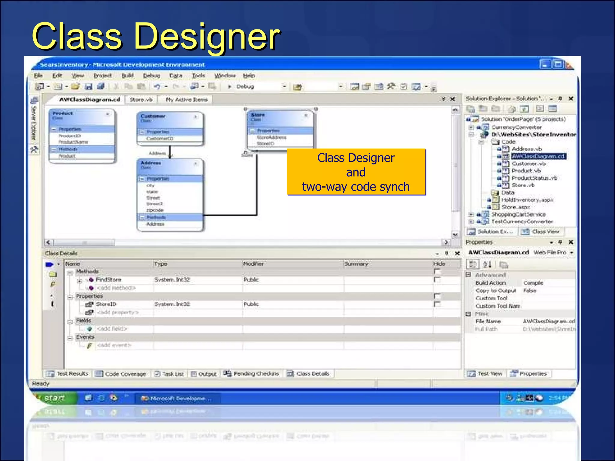 Class Designer Class Designer and two-way code synch 