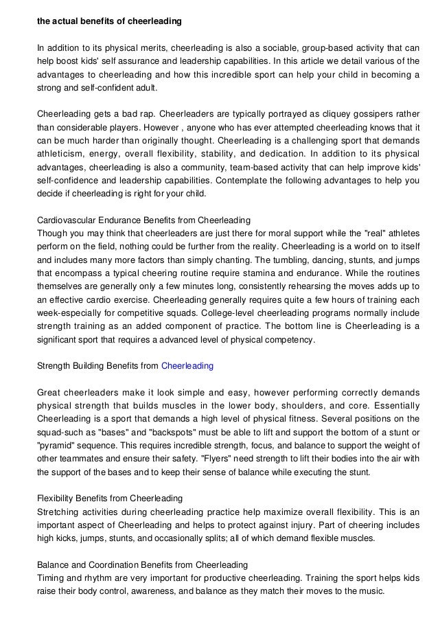 The main benefits of Cheerleading.