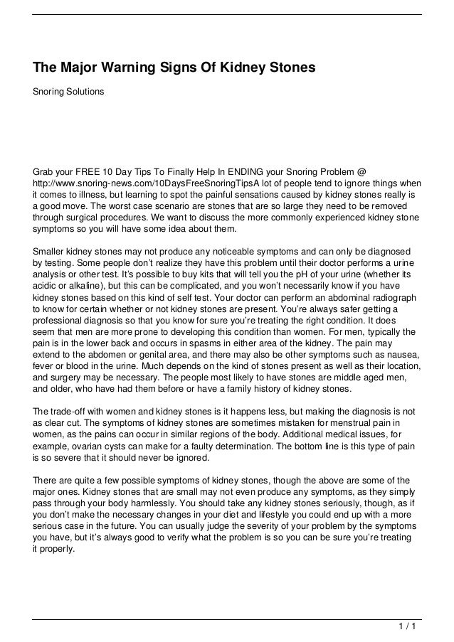 The Major Warning Signs Of Kidney Stones