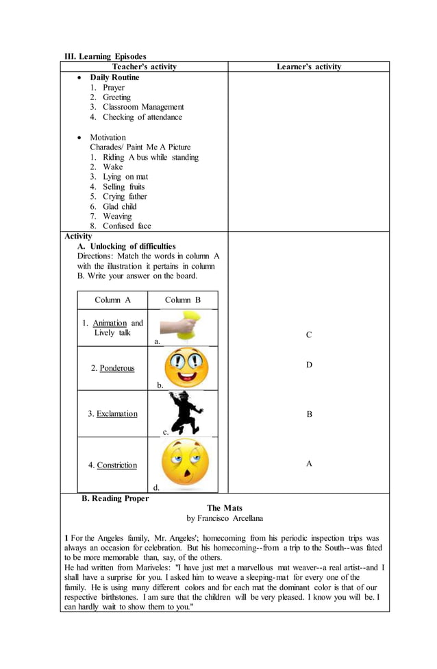 The mats lesson plan | DOCX