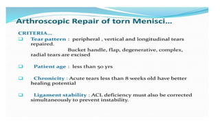 Meniscus Injury and Management PPT slides | PPTX
