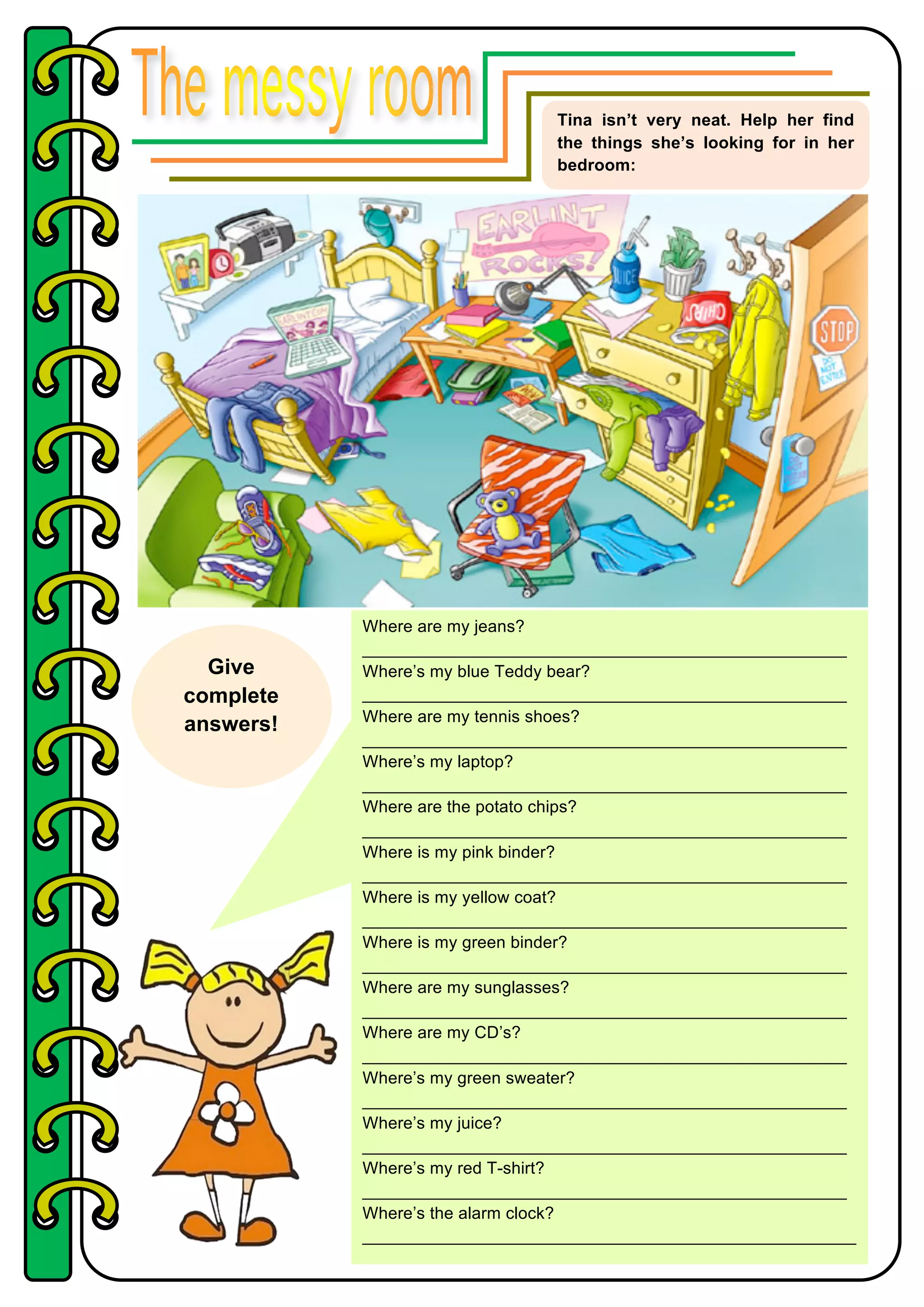 Preposition Room Activity Prepositions Of Place Interactive Worksheet By Karina